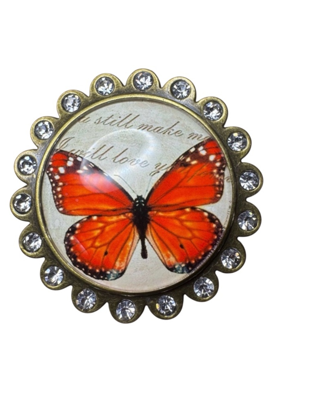 Vintage Inspired Butterfly Ring with Crystal Accents Adjustable